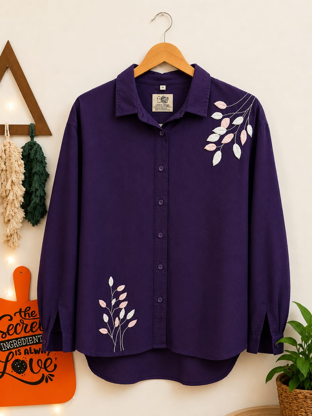Elegant Handcrafted Linen Shirt with Artistic Detailing – Premium Everyday Wear