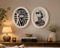 11 Monochrome Oval Wall Art | Hand-Painted Wooden MDF