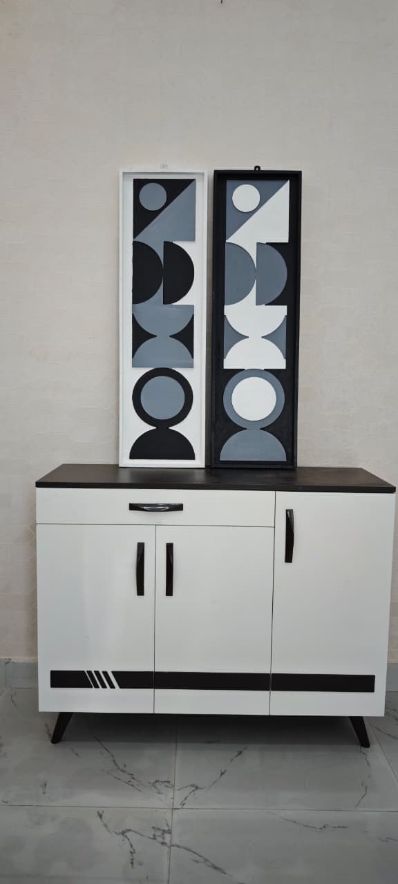105 Geometric Abstract Wooden Panel Painting | Set of 2