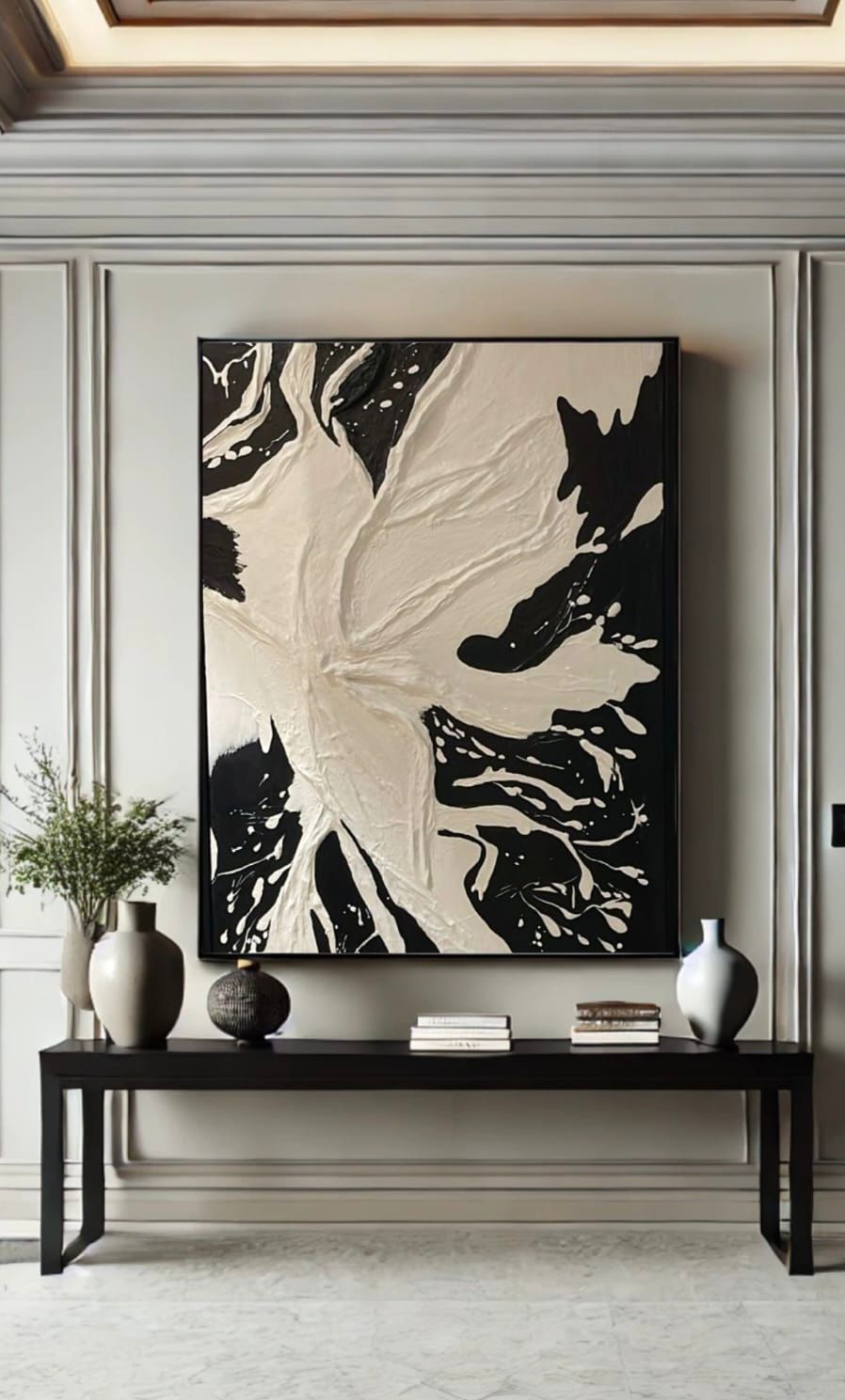 104 Large Abstract Clay Texture Painting | Black & White