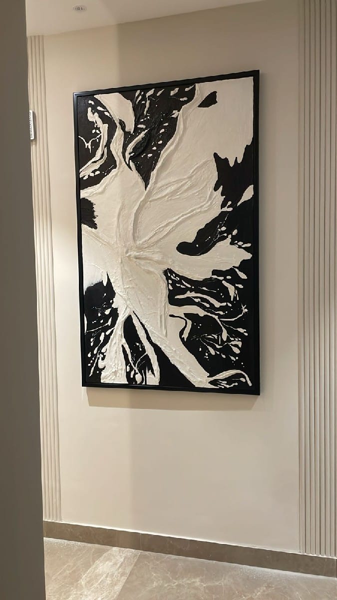 104 Large Abstract Clay Texture Painting | Black & White