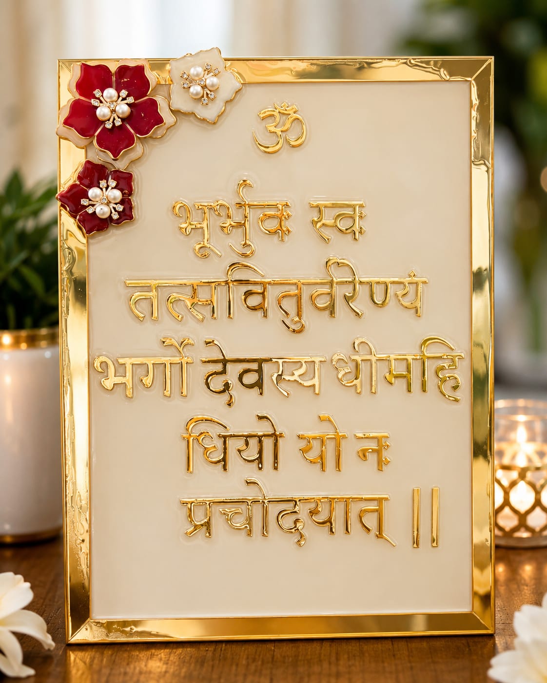 3 Handcrafted Mantra Wall Frame with Gold 3D Letters